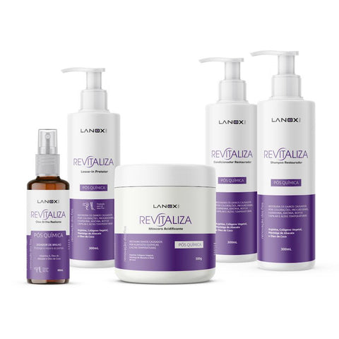 Linha Completa Revitaliza Lanox para cabelos pós-química