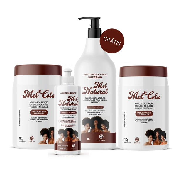 Kit 2 Mel Cola Trihair 1kg com Acidificante e Ativador Mel Natural
