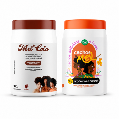 Mel Cola Trihair 1kg + Cachos de Mel Bio Vegetais 1kg — Dupla Profissional do Mel