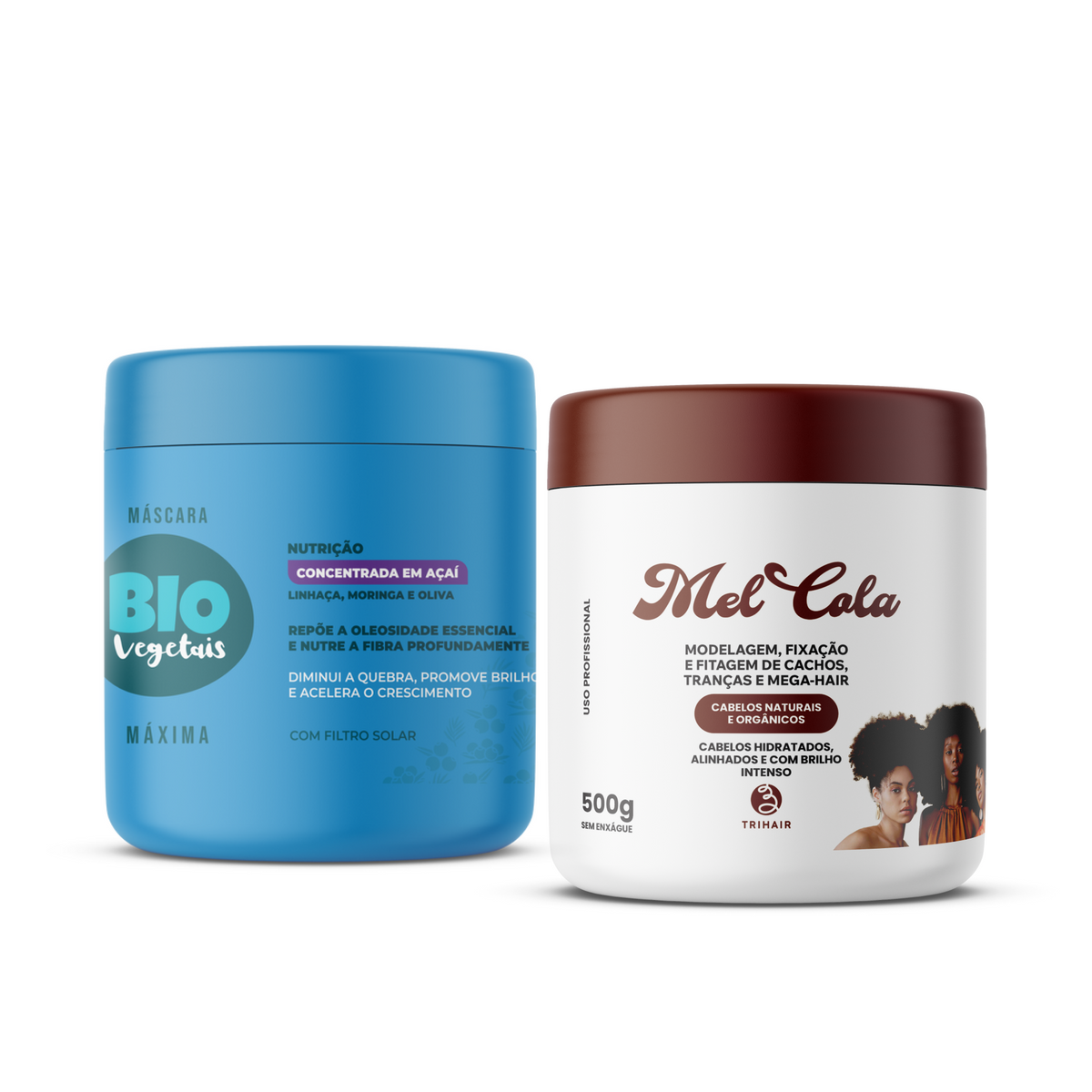 Mel Cola Trihair 500g + Máscara Máxima Nutrição Biovegetais 500gr