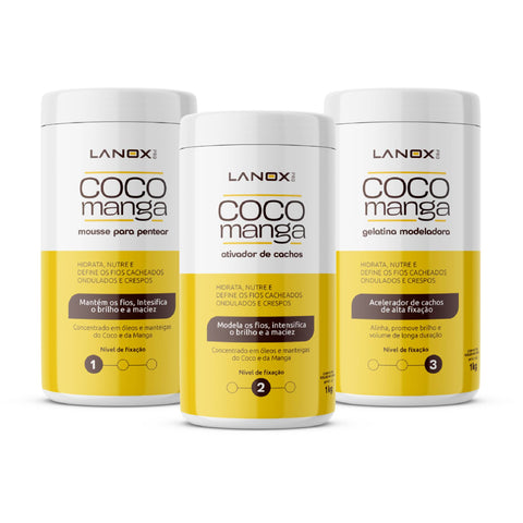 Kit 3 Finalizadores CocoManga Lanox Ativador Mousse e Gelatina