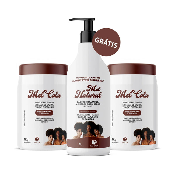 Kit 2 Mel Cola Trihair 1kg com Ativador Mel Natural 1kg