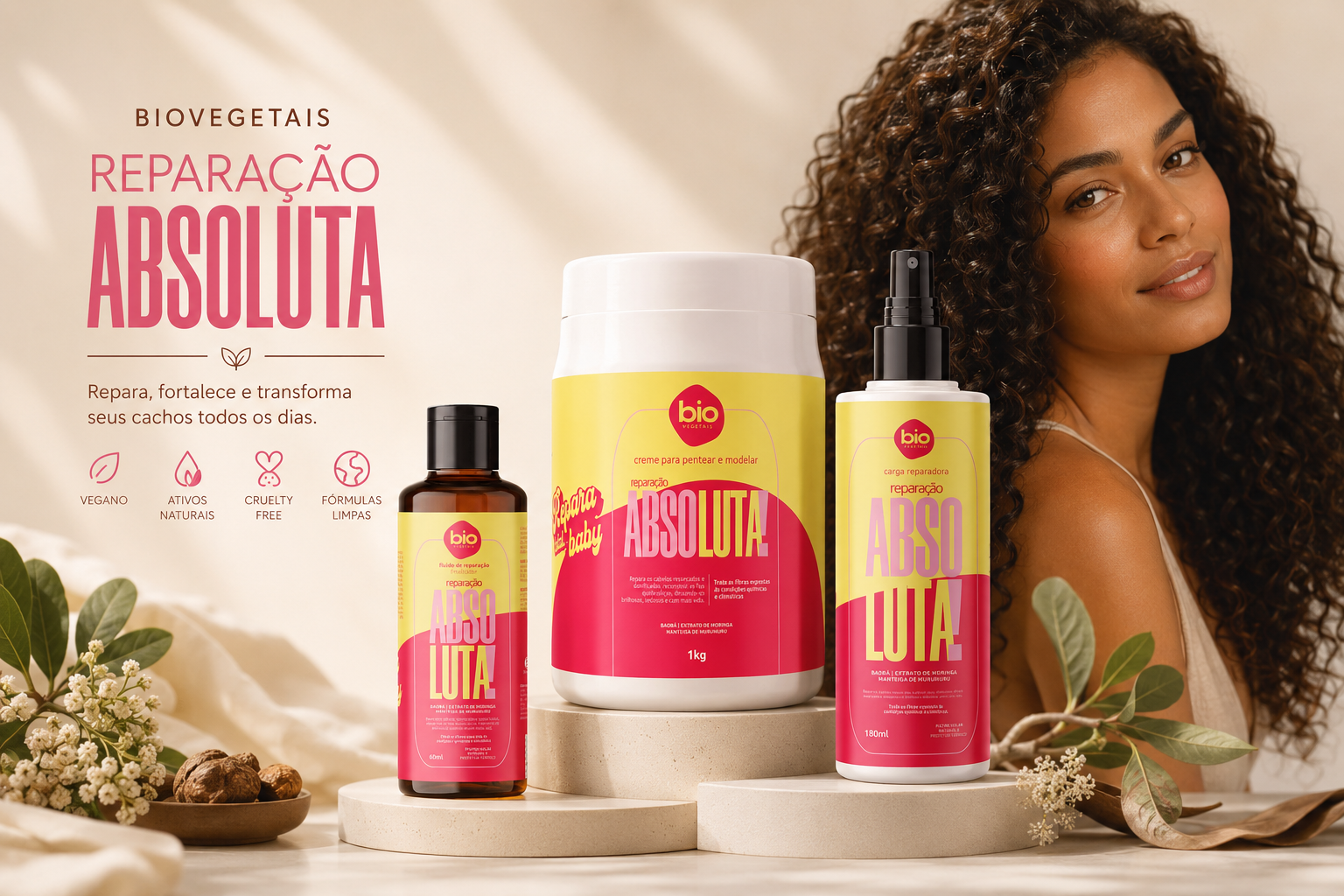 Reparação Absoluta Bio Vegetais — Reconstrução e Restauração para Cabelos Danificados