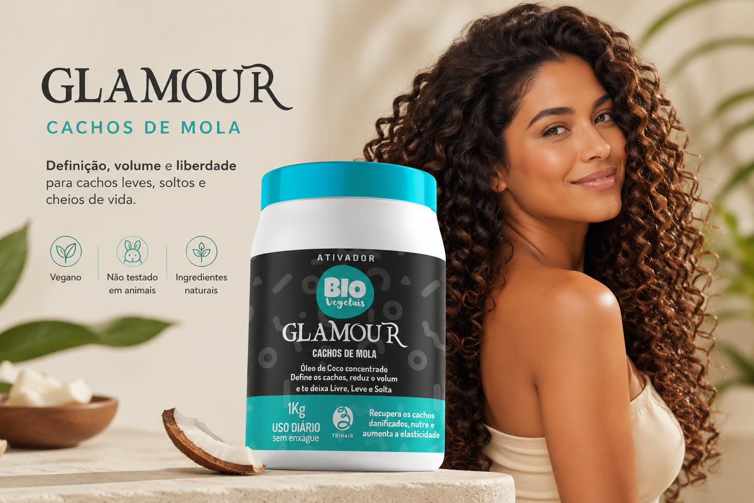 Glamour Cachos de Mola Bio Vegetais — Definição e Hidratação para Cachos Fechados