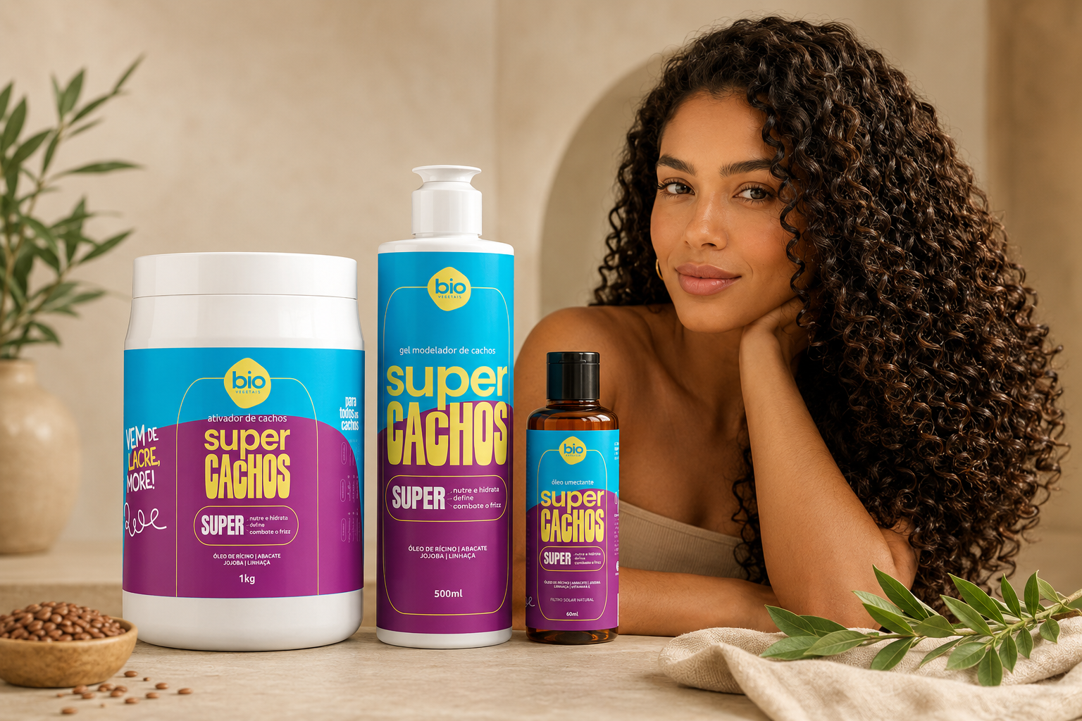 Super Cachos Bio Vegetais — Definição, Hidratação e Modelagem para Cachos