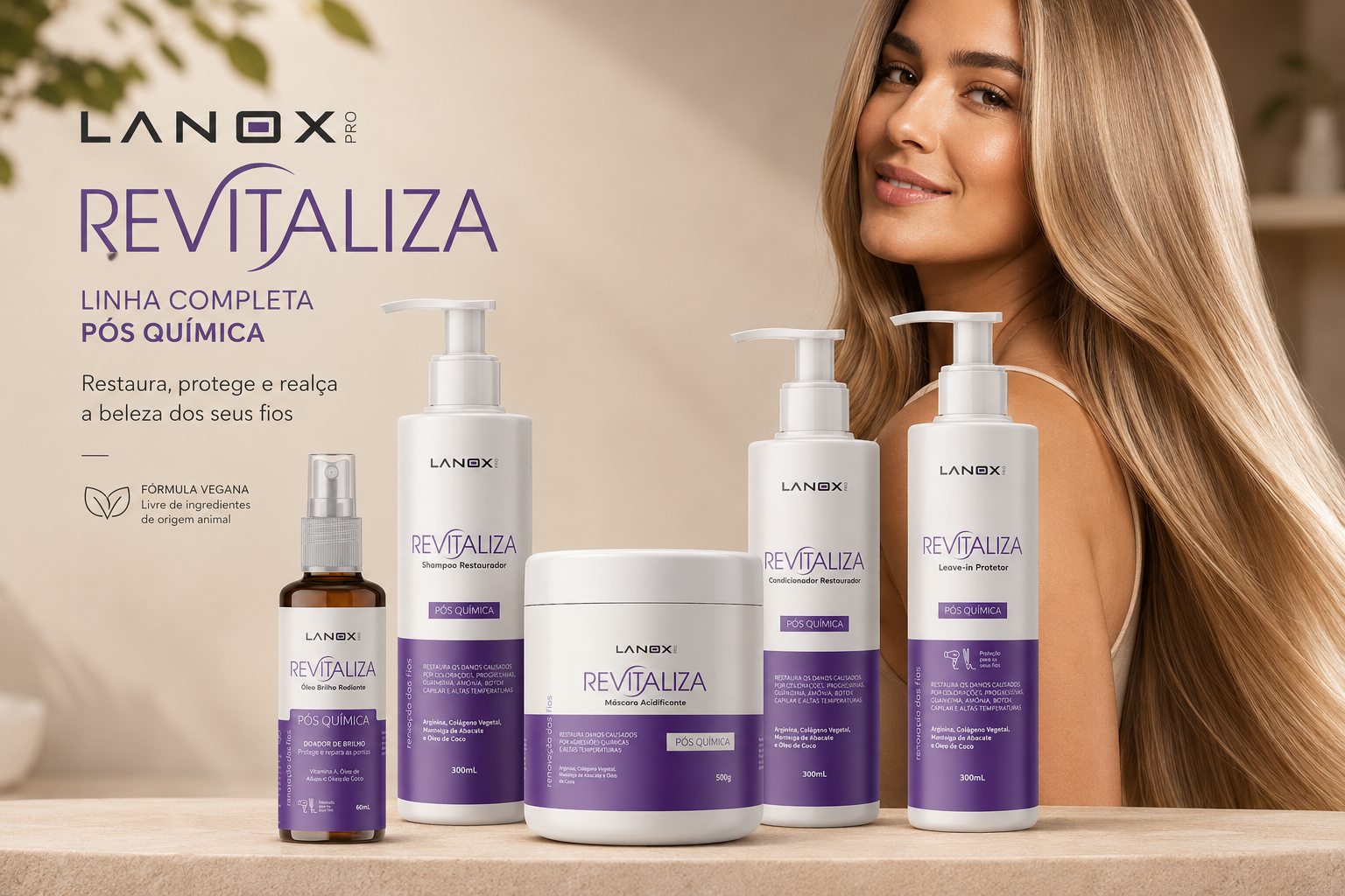 Revitaliza Lanox — Linha Pós Química para Cabelos Danificados por Coloração