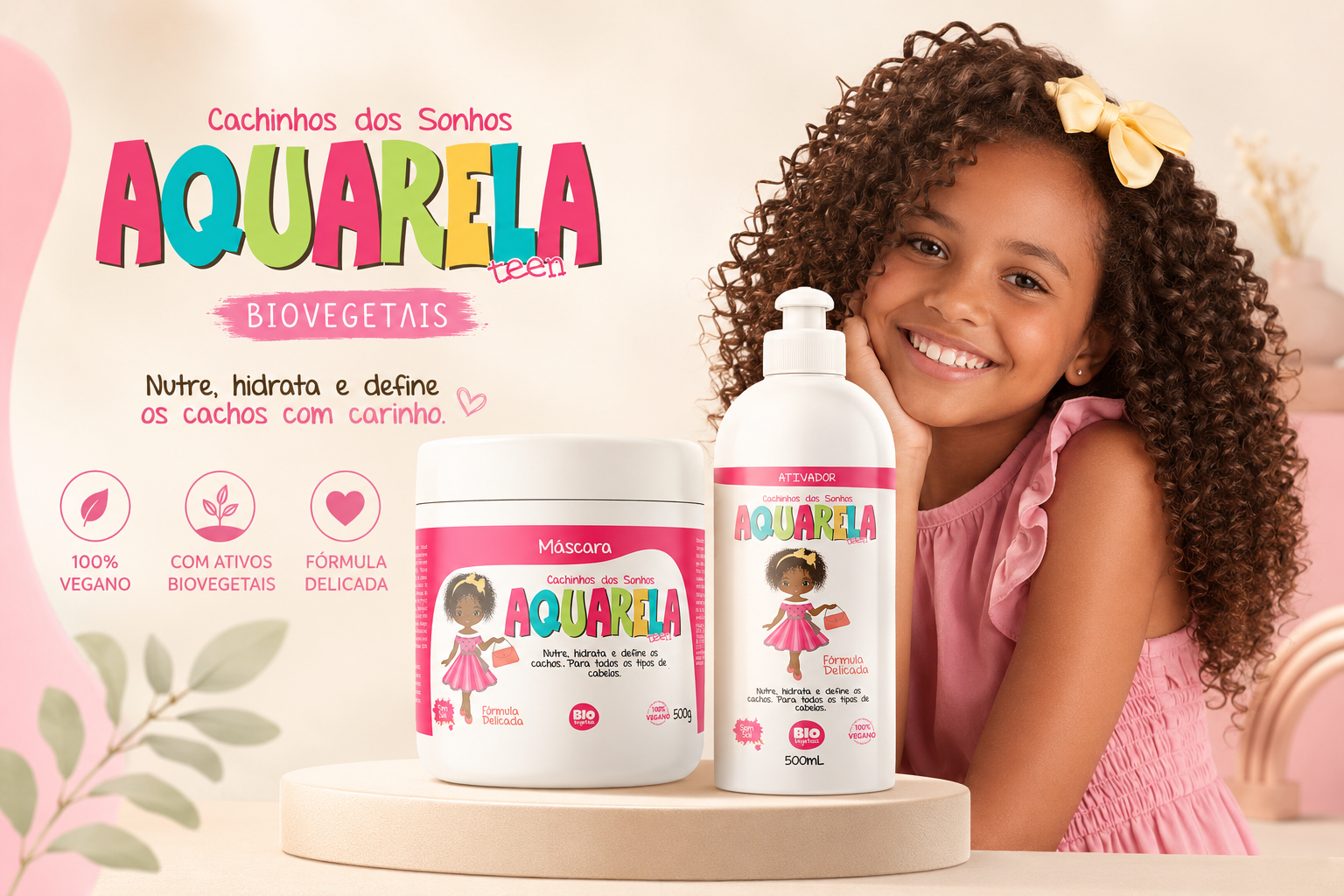 Aquarela Teen Bio Vegetais — Linha Infantil para Cachos e Lisos dos Sonhos