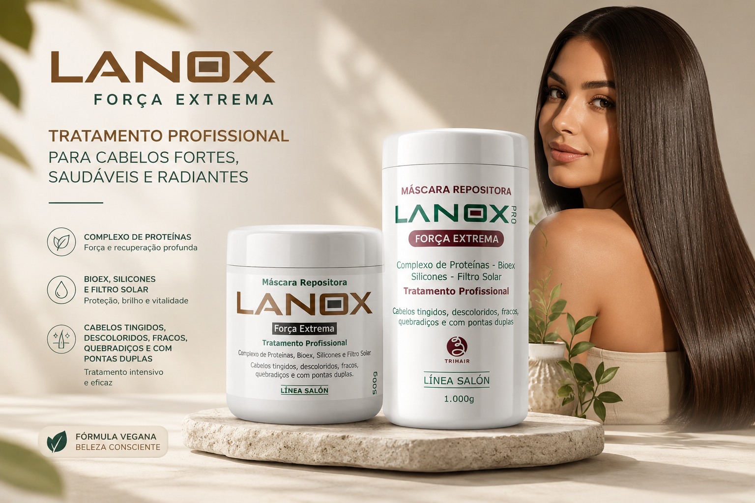 Força Extrema Lanox — Reconstrução Profissional para Cabelos Danificados