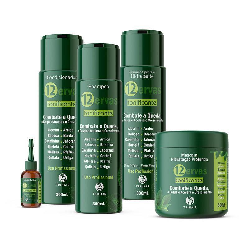 Linha Completa 12 Ervas Tonificante 300ml - Trihair Cosméticos