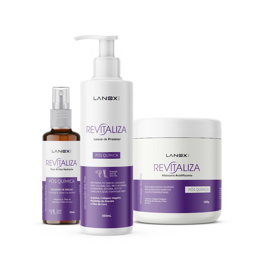 Kit Óleo, Leave-in e Máscara Acidificante Revitaliza Lanox