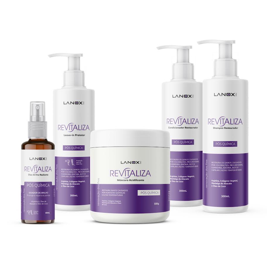 Linha Completa Revitaliza Lanox para cabelos pós-química