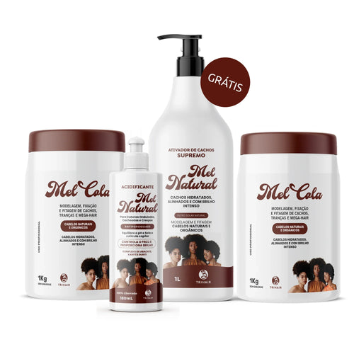 Kit 2 Mel Cola Trihair 1kg com Acidificante e Ativador Mel Natural