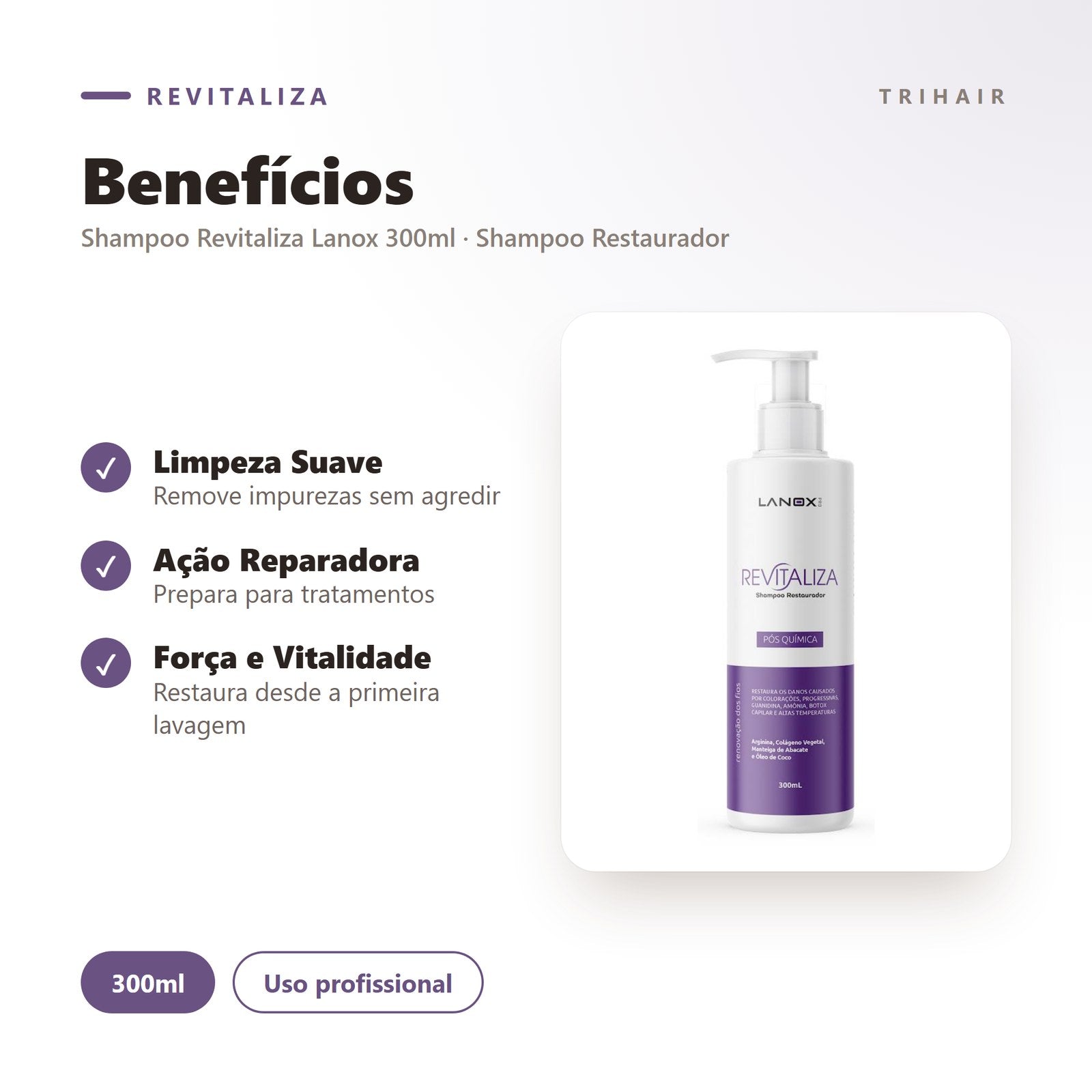 Revitaliza Lanox | Linha Pós Química | Shampoo, Máscara e