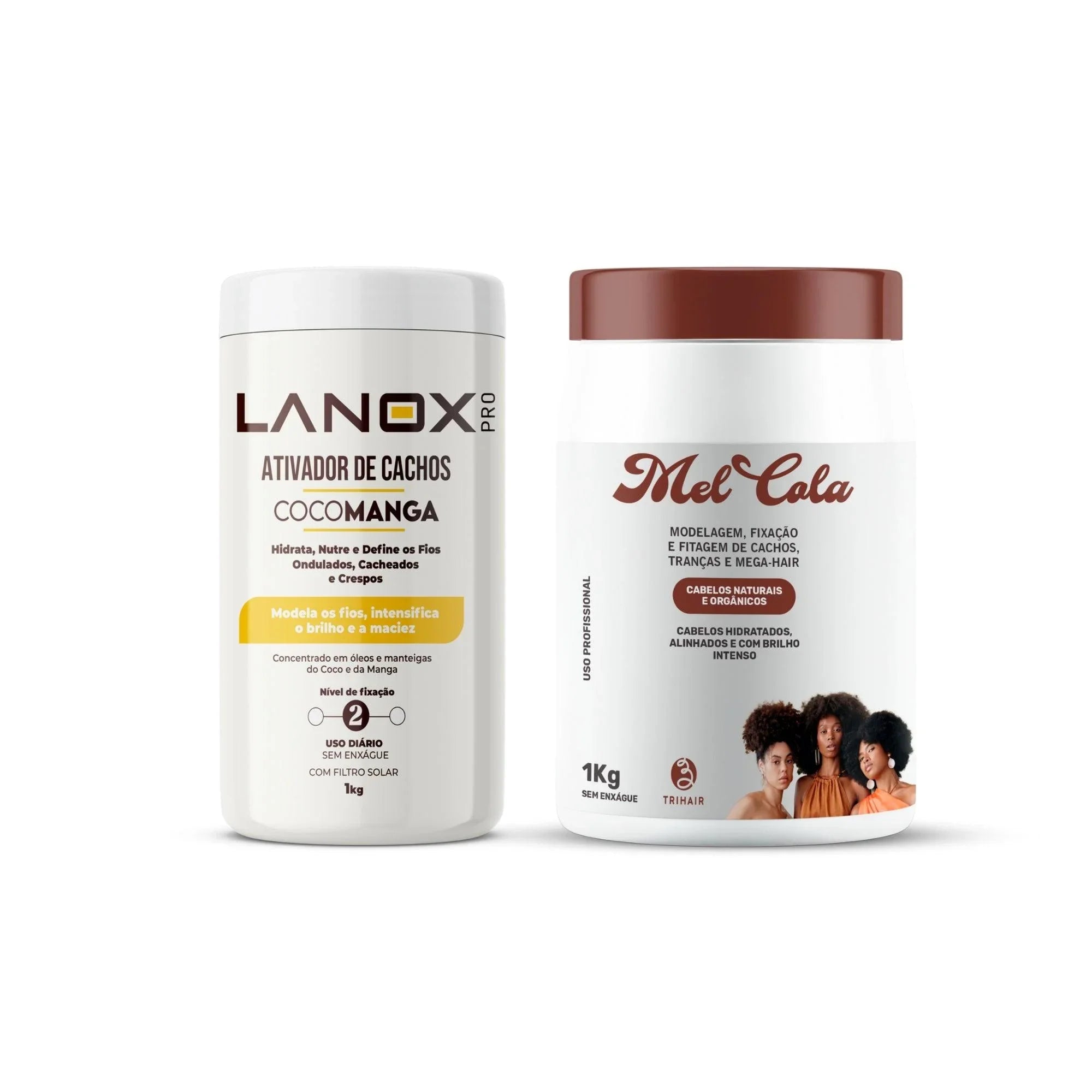 Ativador Lanox CocoManga - 1kg + Mel Cola Trihair - 1kg - Trihair Cosméticos