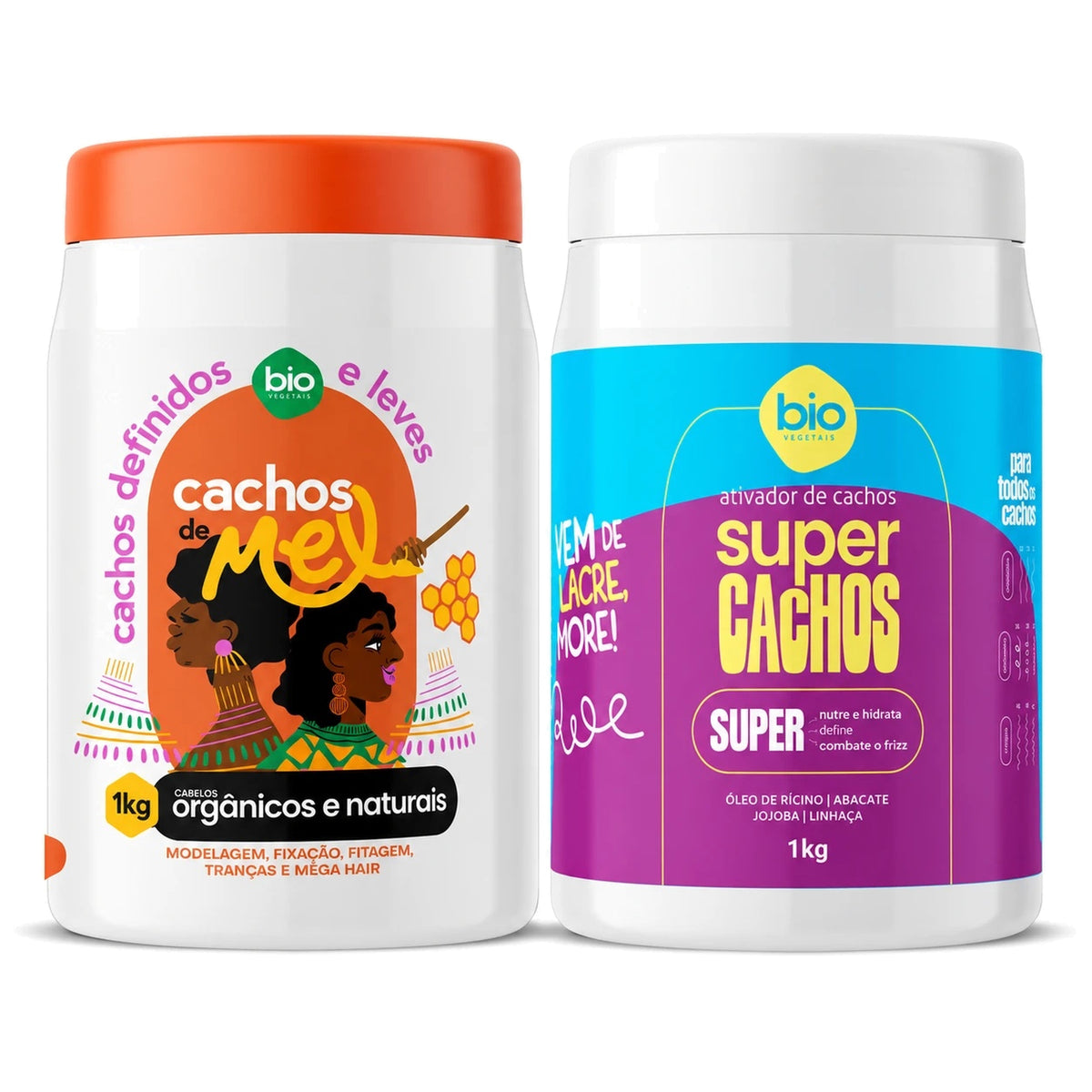 Kit Cachos de Mel 1kg + Ativador de Cachos Super Cachos 1kg - Bio Vegetais