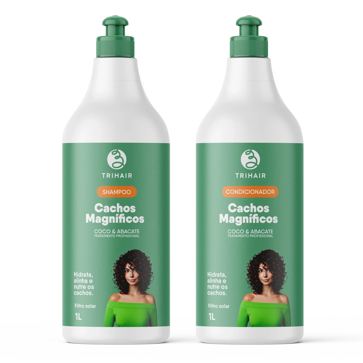 Duo Cachos Magníficos Trihair 1L Shampoo e Condicionador