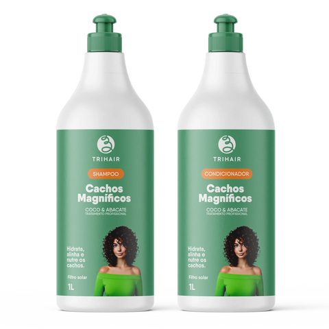 Duo Cachos Magníficos Trihair 1L Shampoo e Condicionador