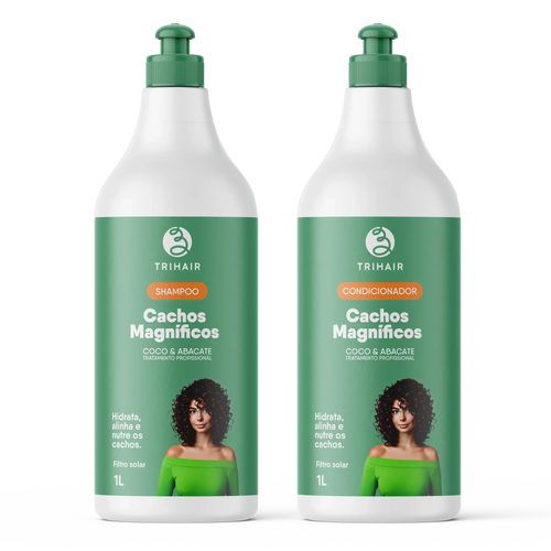 Duo Cachos Magníficos Trihair 1L Shampoo e Condicionador