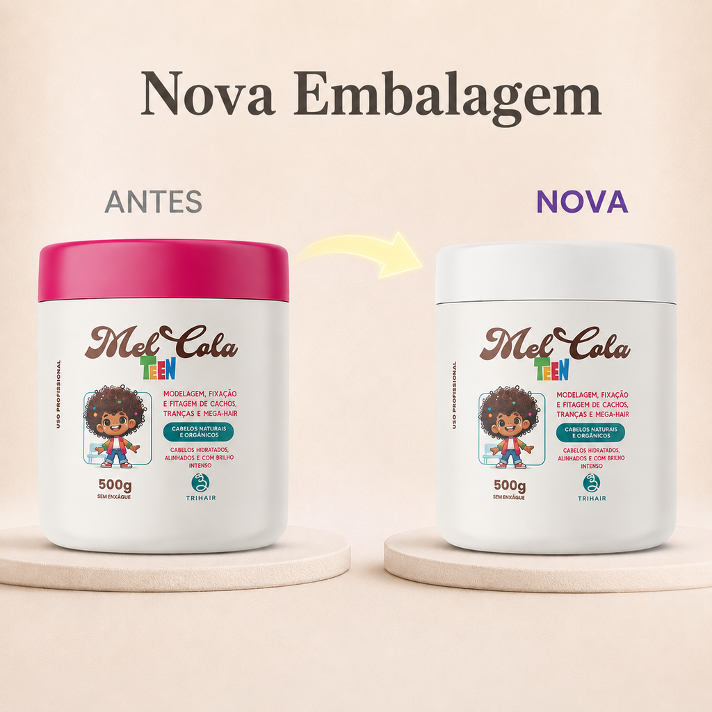 Mel Cola Teen Rosa Trihair 500g — gel modelador infantil em cabelo de criança