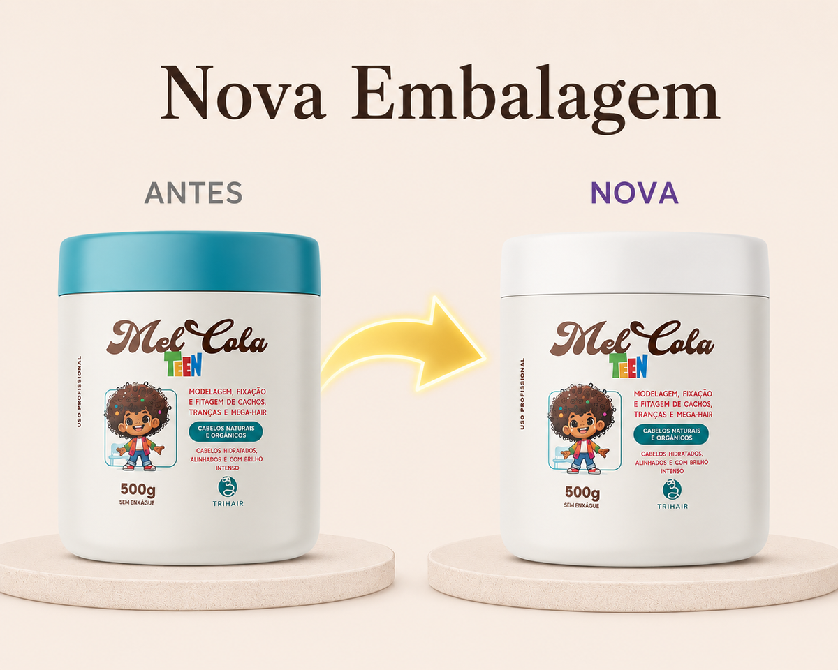 Mel Cola Teen Azul Trihair 500g — gel modelador infantil em cabelo de criança