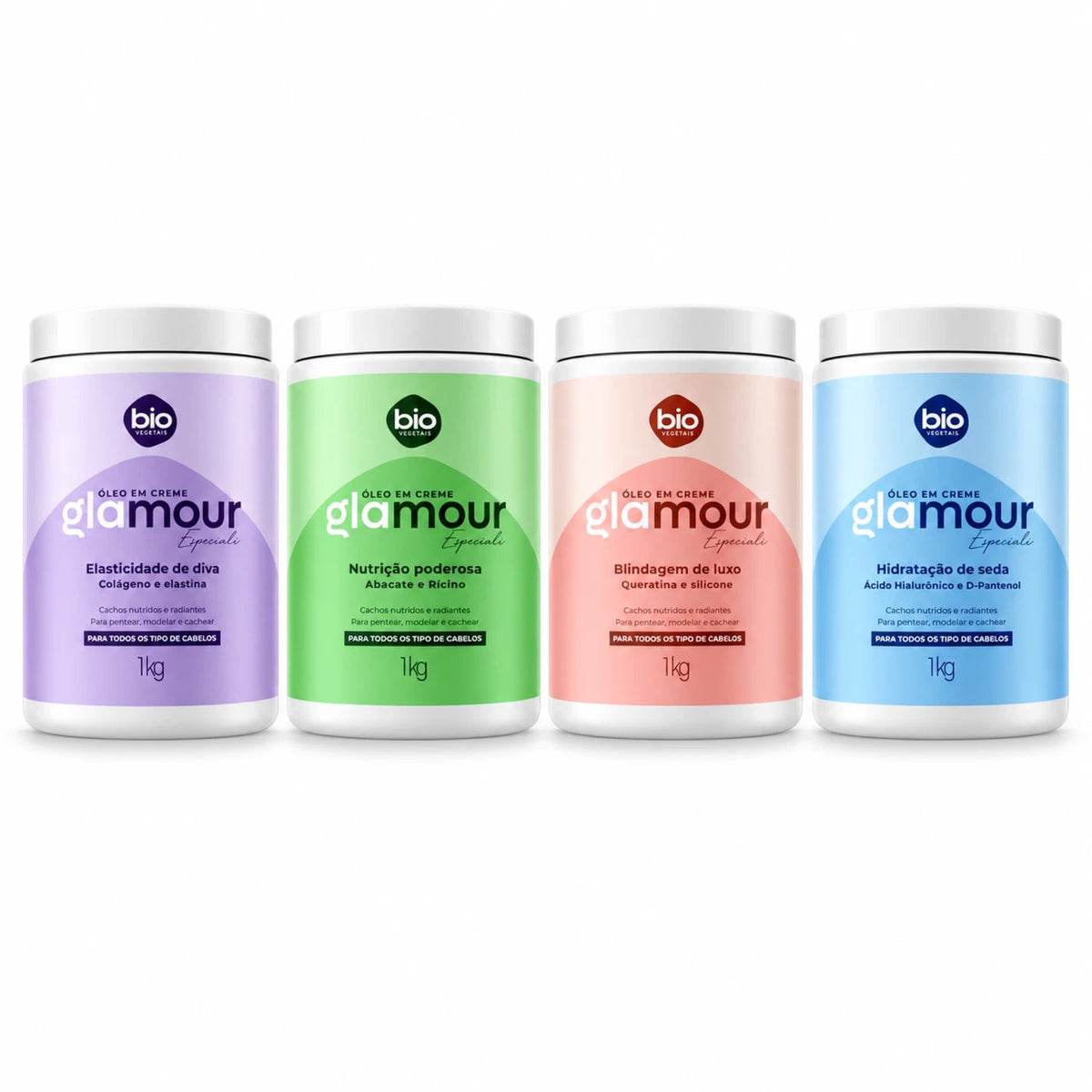 Kit 4 Óleos em Creme Glamour Especiali Bio Vegetais 1kg