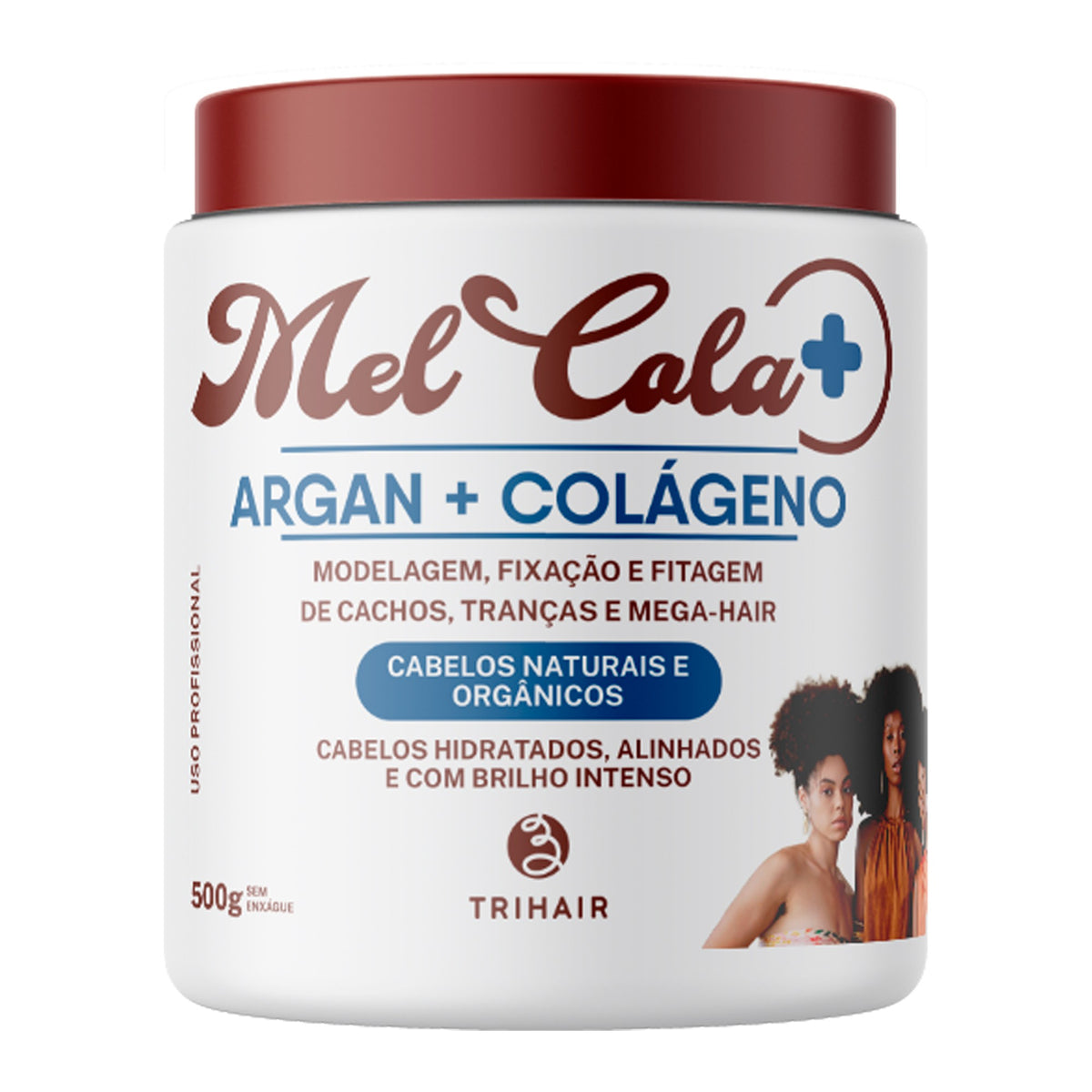 Mel Cola Argan + Colágeno Trihair 500g - Gel Modelador Vegano para Cachos