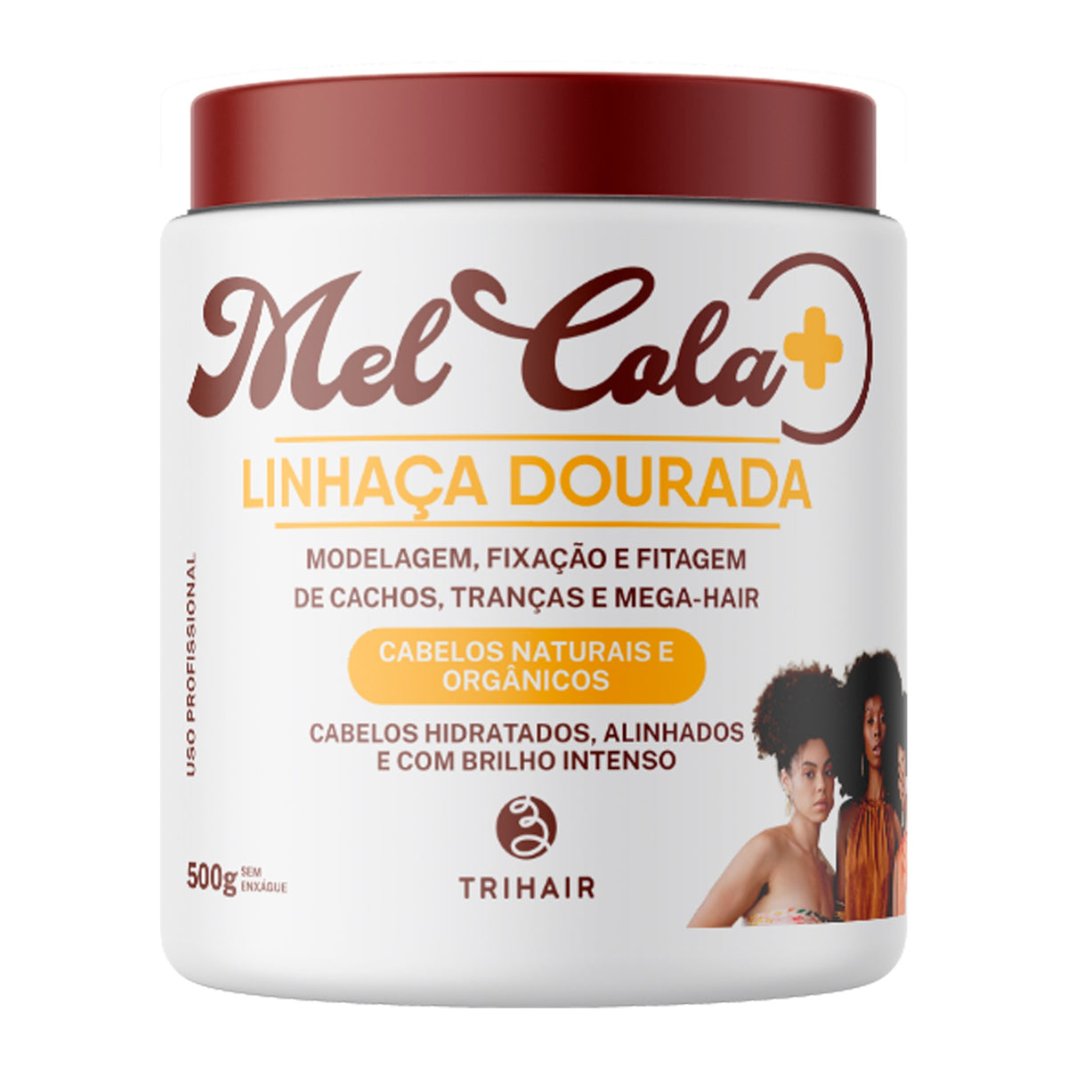 Mel Cola Linhaça Dourada Trihair 500g - Gel Modelador Vegano para Cachos