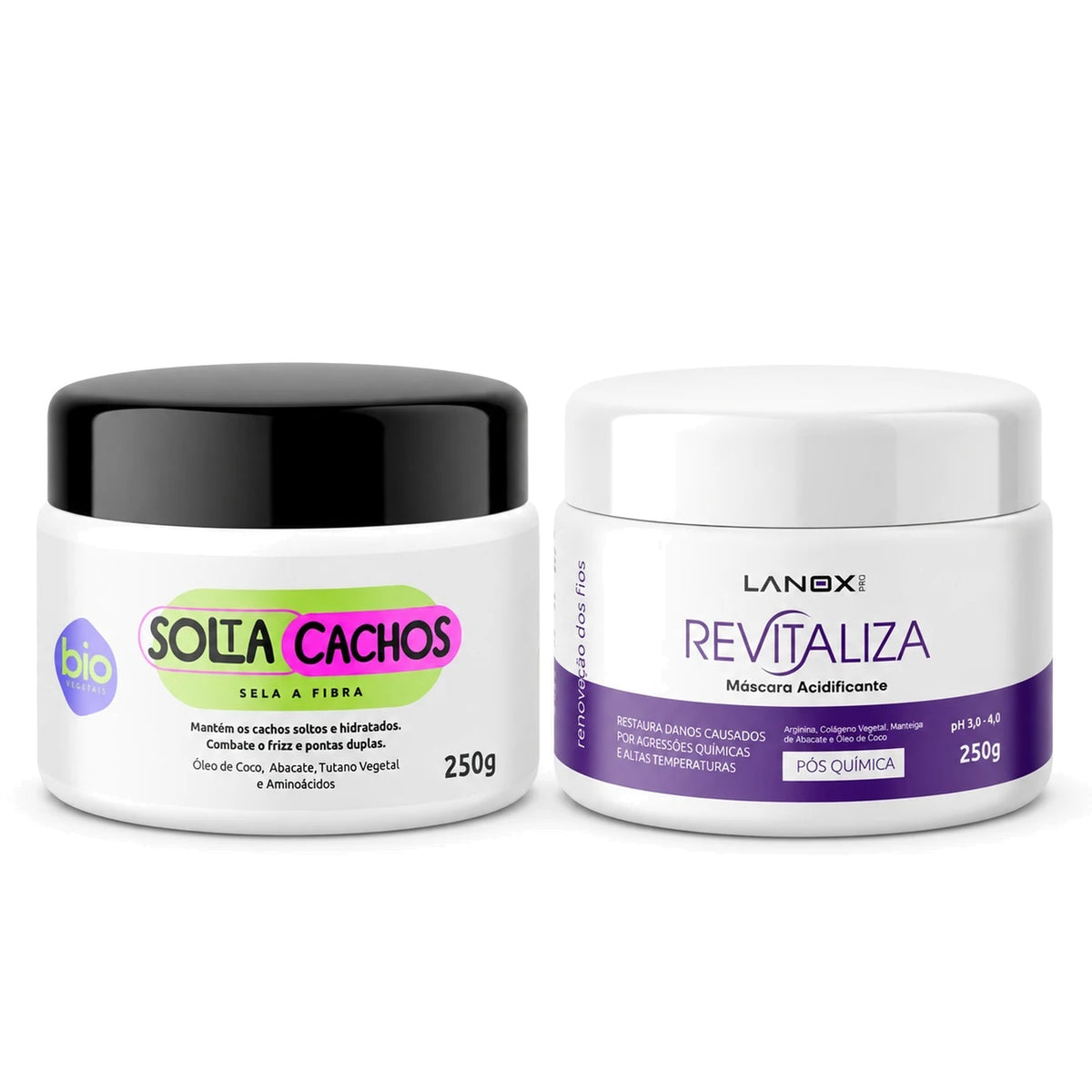 Kit BTX Solta Cachos Bio Vegetais 250g + Máscara Acidificante Revitaliza Lanox 250g