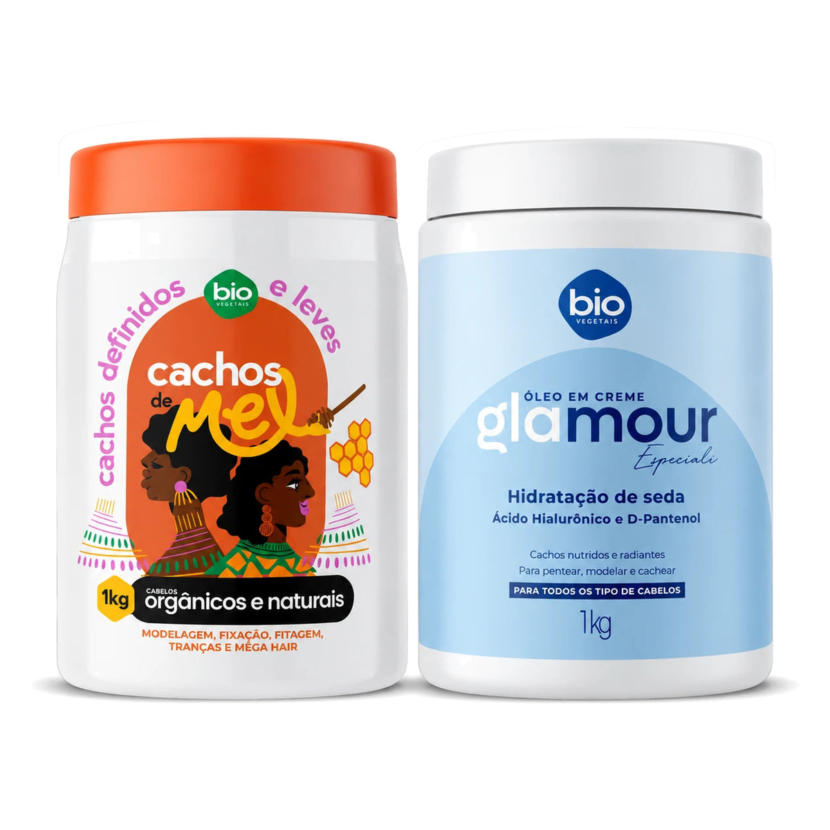 Kit Cachos de Mel 1kg + Óleo em Creme Glamour Especiali Hidratação de Seda 1kg - Bio Vegetais