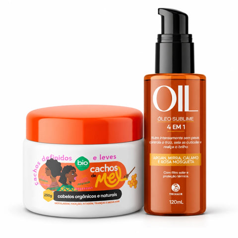 Kit Cachos de Mel 250g + Óleo Sublime 4 em 1 Trihair 120ml - Bio Vegetais e Trihair
