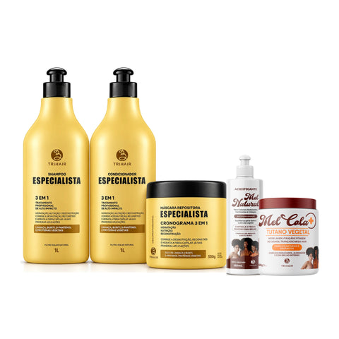 Kit Especialista Trihair + Mel Cola Tutano Vegetal 500g + Acidificante Mel Natural 180ml