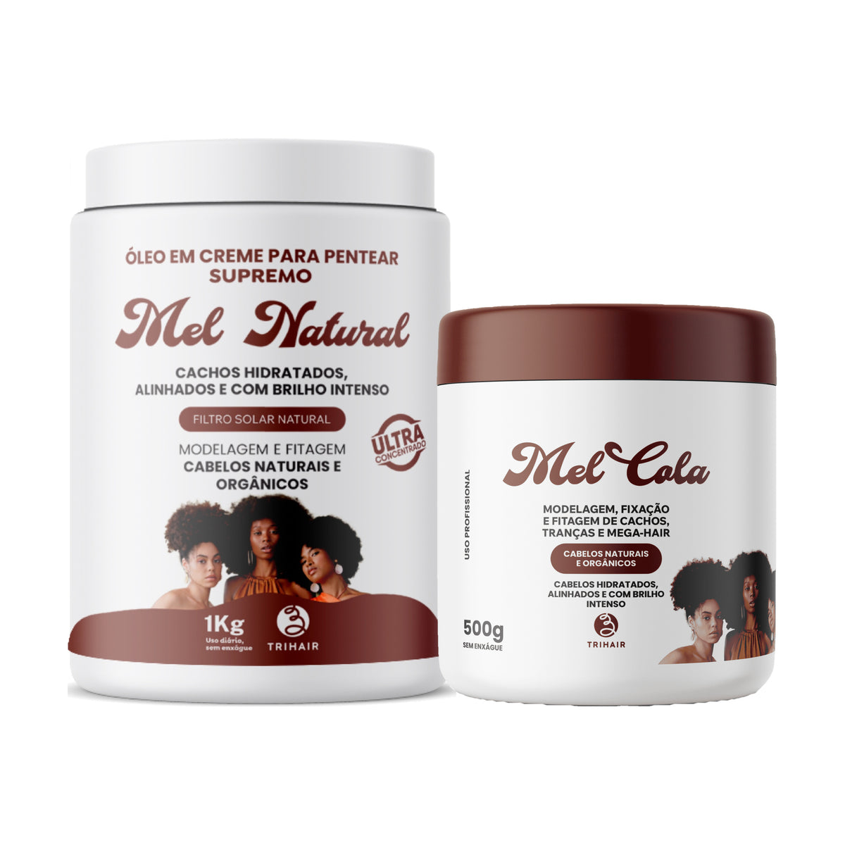 Kit Pentear e Finalizar - Mel Cola Trihair 500g + Óleo em Creme Mel Natural 1kg