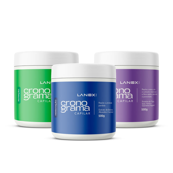 Kit Cronograma Capilar Lanox 500g 3 máscaras