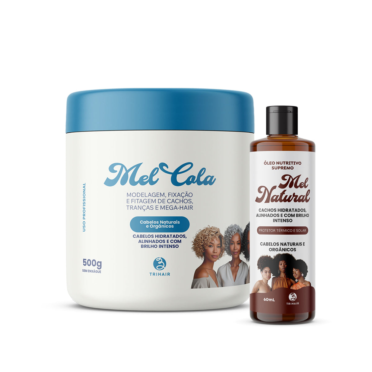 Mel Cola Cabelos Claros 500g com Óleo Mel Natural 60ml Trihair