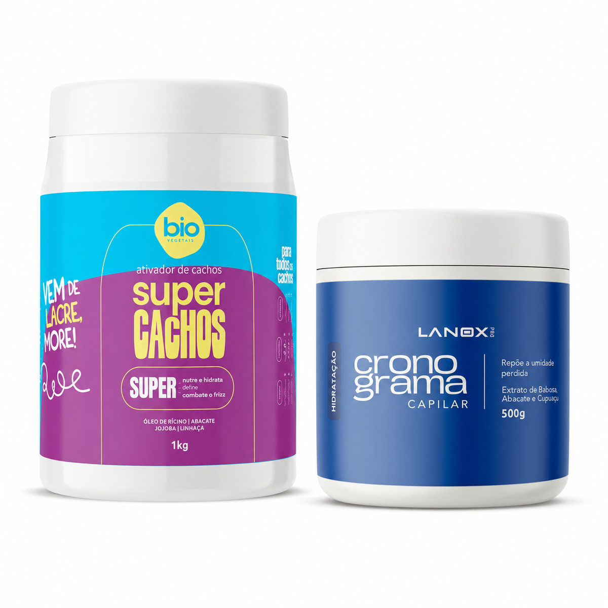 Kit Definição Total — Ativador Super Cachos 1kg + Máscara Hidratação Cronograma Capilar 500g