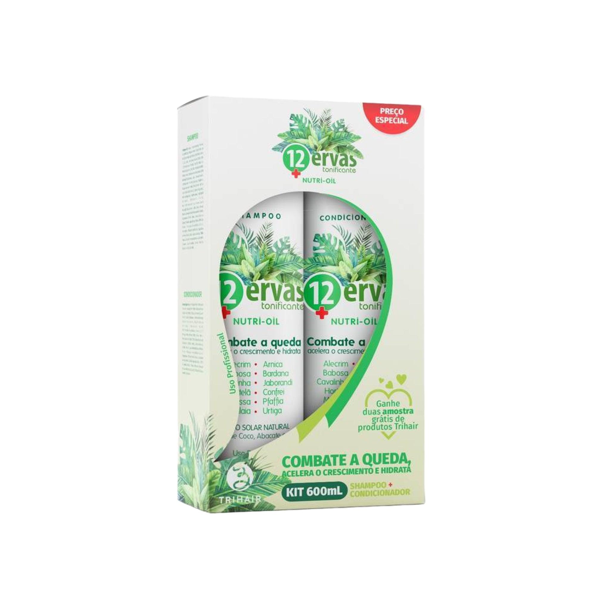Kit Shampoo + Condicionador 300ml 12 Ervas Nutri-Oil - Trihair Cosméticos