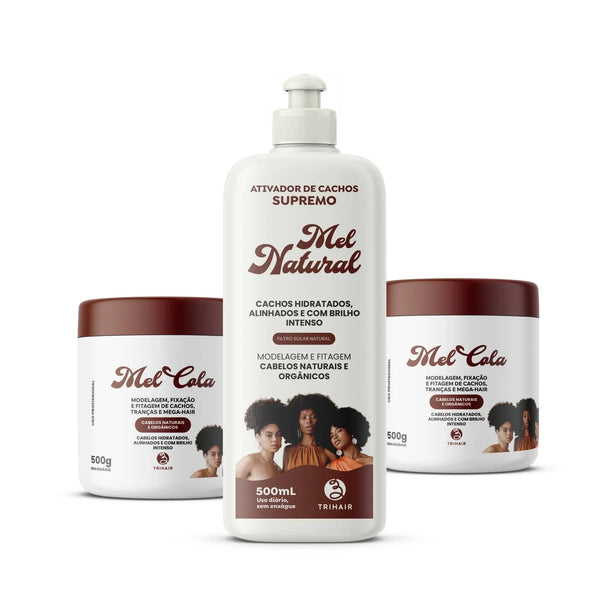 Kit 2 Mel Cola Trihair 500g com Ativador Mel Natural