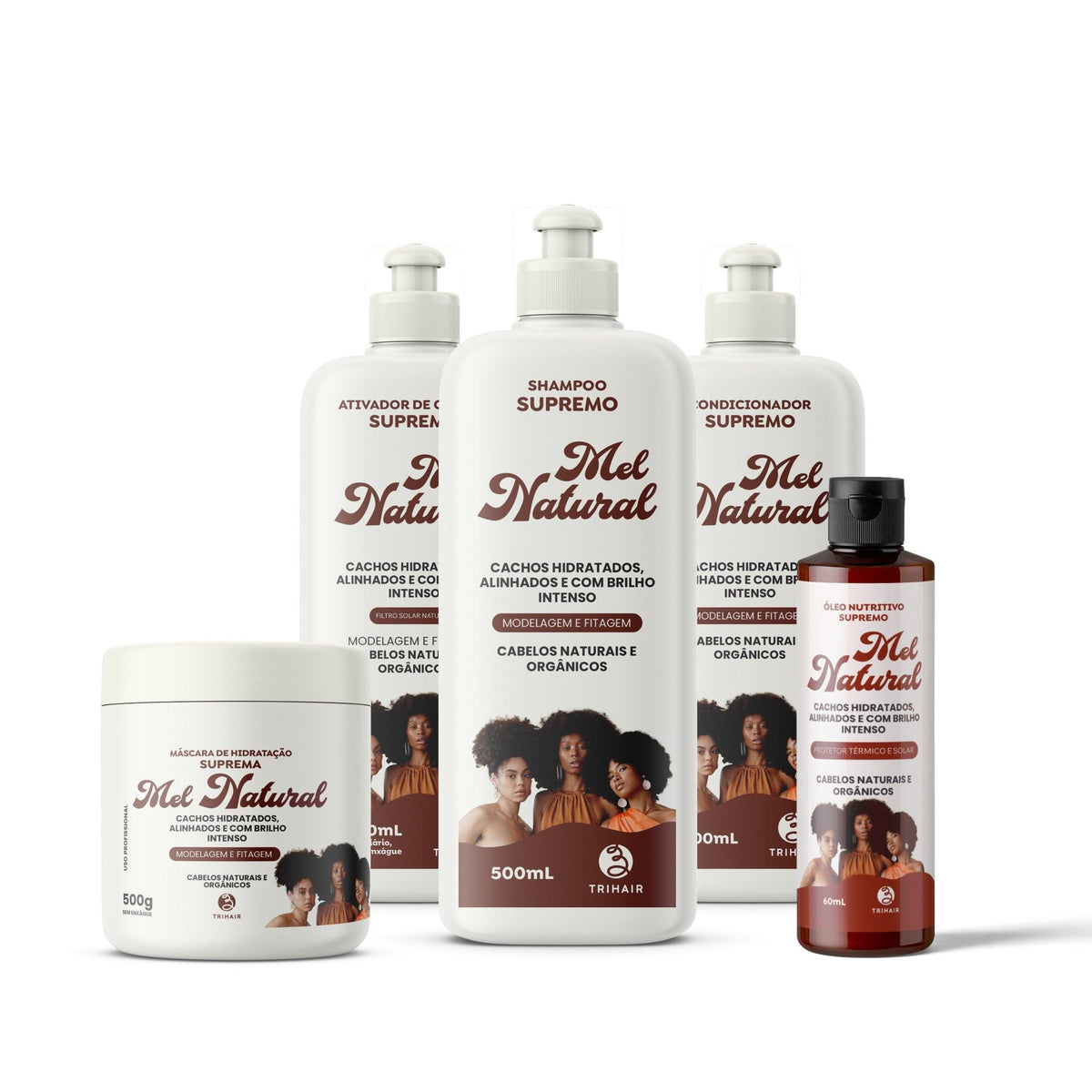 Kit Completo Mel Natural Trihair 500ml com Mel Cola