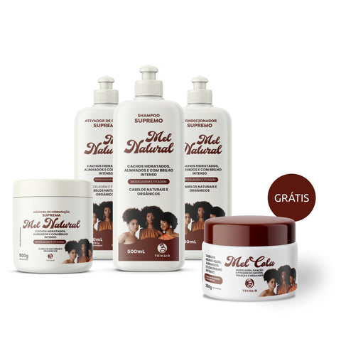 Kit Completo Mel Natural Trihair com Mel Cola 250g de brinde
