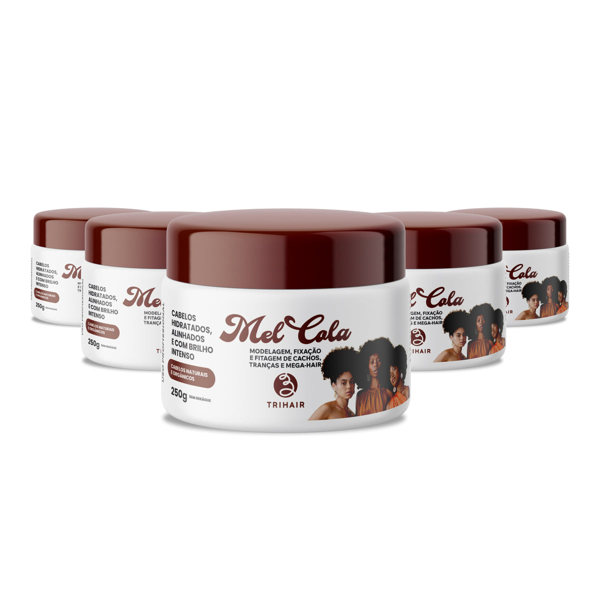 Combo com 10 potes de Mel Cola Trihair 250g — gel modelador vegano para atacado e revenda