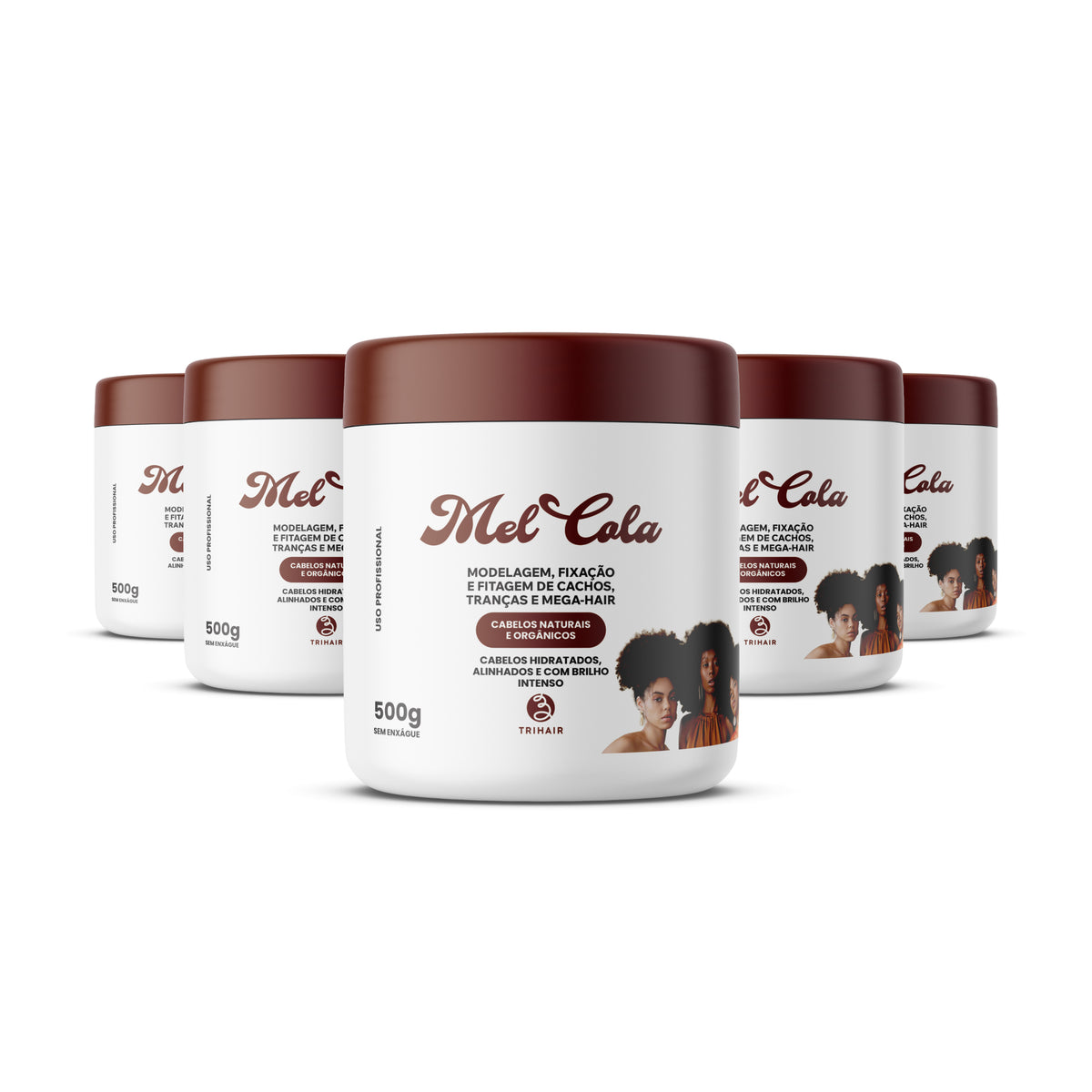Combo com 10 potes de Mel Cola Trihair 500g — gel modelador vegano para salões e atacado