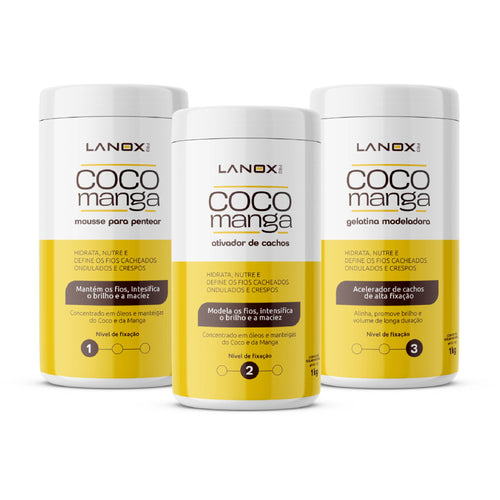 Kit 3 Finalizadores CocoManga Lanox Ativador Mousse e Gelatina