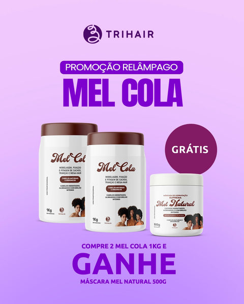 Kit 2 Mel Cola Trihair 1kg com Máscara Mel Natural